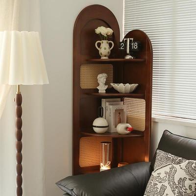转角书柜屏风法式中复古藤编客厅实木沙发墙三拐置物收纳落地架子