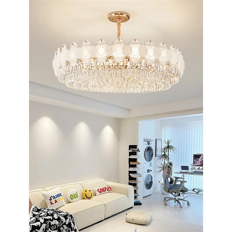 水晶灯客厅吊灯法式轻奢现代简约2023新款大气卧室餐厅灯吸吊两用