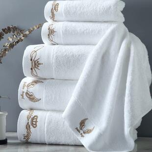 酒店宾馆用白色毛巾浴巾3件套豪华高档的断档棉毛巾可刺绣logo