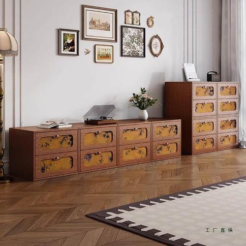 中古风客卡门柜卧室床柜实木斗柜香纱落地柜云自SAY由组头合柜厅