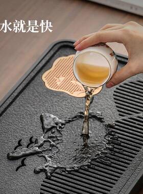 F97TSHJ7小型茶茶盘家用茶托盘225新款客厅高档仿乌金石茶海干具
