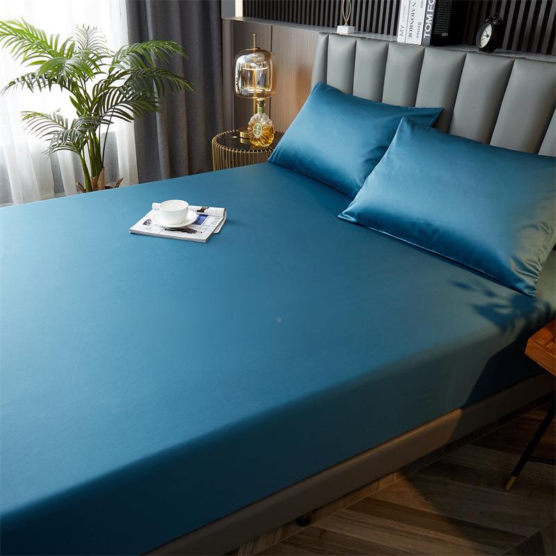 高端A类100支贡纯缎长AL674853绒棉全棉床床罩约色纯床笠单件套柔