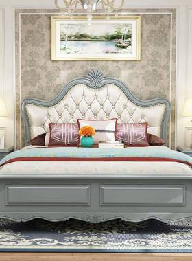 欧式实木.床高白色式现代简约1.8米双人主卧床15美床箱简欧公ARM