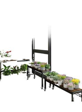 花架阳置架长条20物24台新款花架客厅落地式子可移动带GOR轮花盆