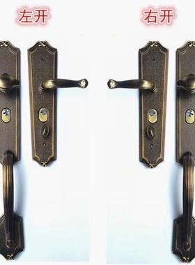 豪华防拉盗门别墅双开门门锁具青古实心大手锌20085合金把铜手仿