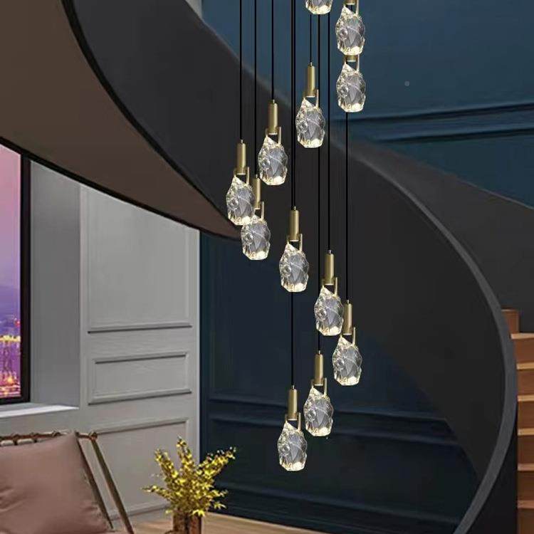 轻奢简约现代水晶长灯复式楼餐层旋转楼梯厅隔橱窗531吊吊灯,家装灯饰光源,智能吊灯,淘宝优惠券,粉丝福利购,淘宝优惠卷
