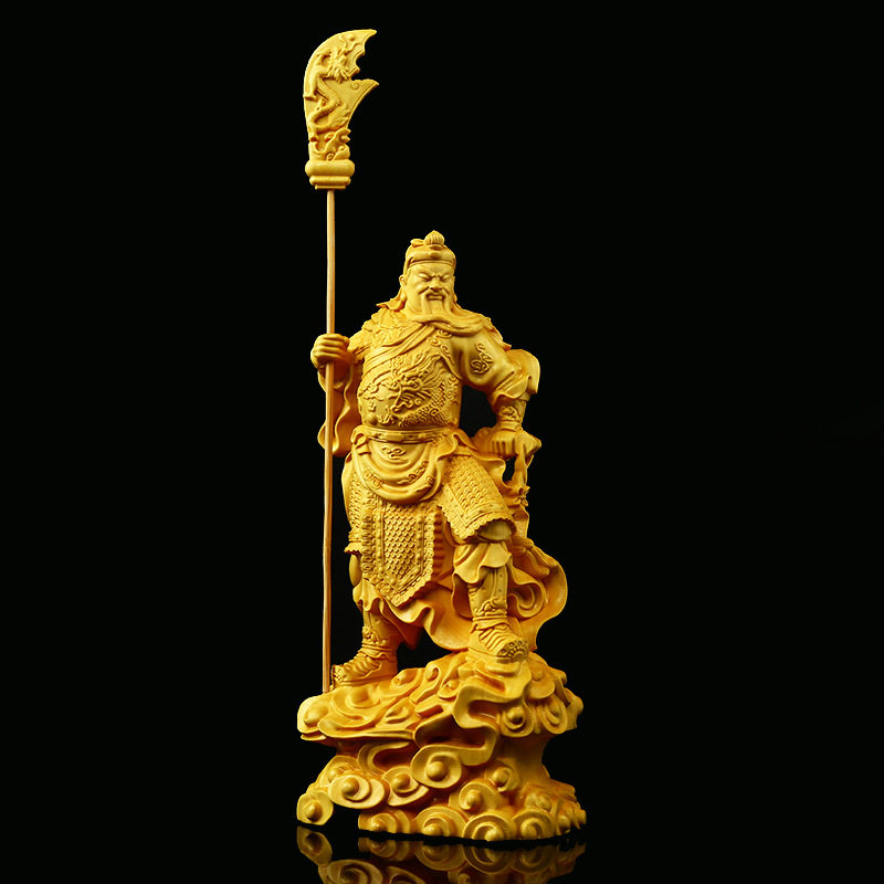 乐清大叶黄杨木雕摆件像实木工艺雕刻居家供奉迦蓝菩萨武财神关公