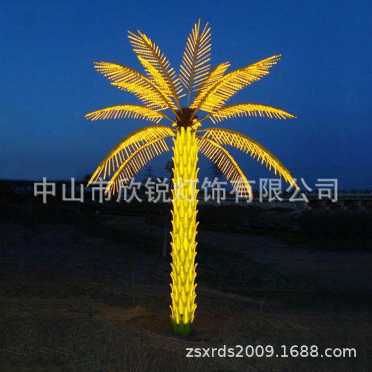 城PDP市夜街道亮化直树棕榈树灯生产商销LED发光椰树葵槐树海滩景