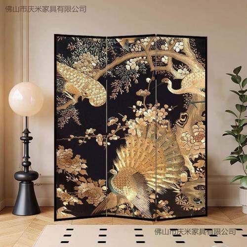 法式复古屏风隔断厅客折叠可移动YWY办公室玄关卧遮折室屏中古装