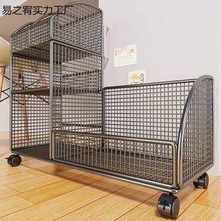 边办公桌al书柜带下轮小书架纳推车书本桌落地桌旁书收置物架可移