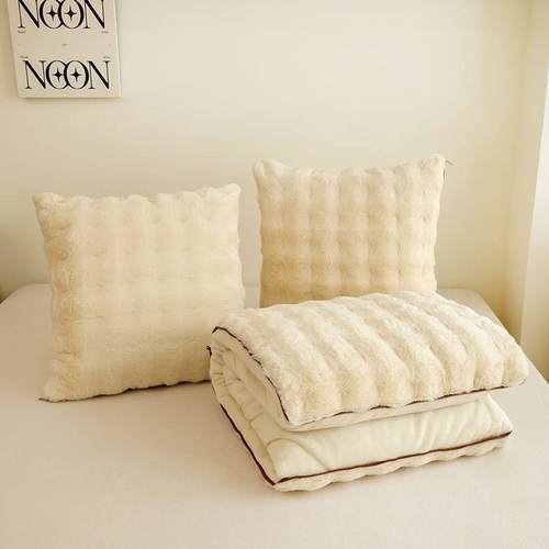 NweDeScr抱枕被子汽两用二合午休加厚车折叠用枕头车办公室午睡毯