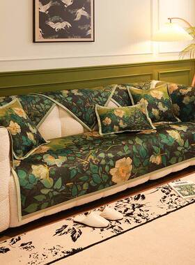 法式复古夏冰季丝发FS758090垫四季滑透气防坐垫套油画艺沙术风皮