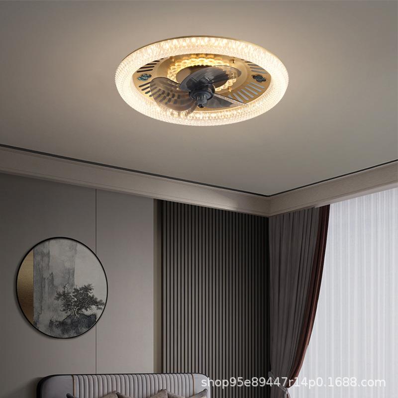 风室扇灯灯新中式电扇古风简约全铜8040LED客厅餐厅书房卧吸风扇