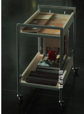 设计师款层桦木洋板铝型材EOO小推车可移动海双置物架木原收纳架