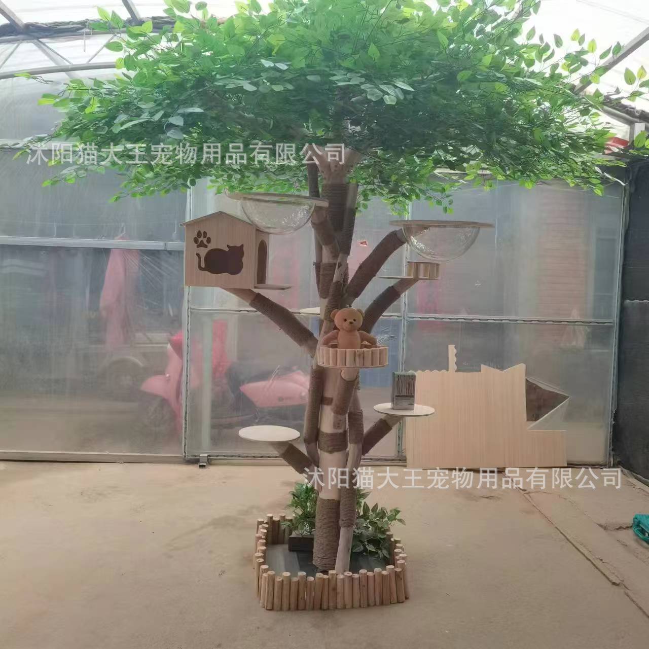实木真树干太空舱猫爬架耐用