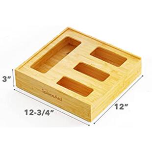 竹保制鲜膜收纳盒空盒置桌面分格装包袋归整775理盒厨房抽屉收纳