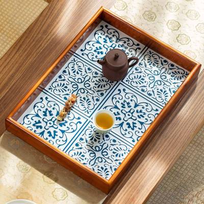 收新中式实木长方形茶盘家托盘用餐XJDS-001盘点心盘商用干果盘高