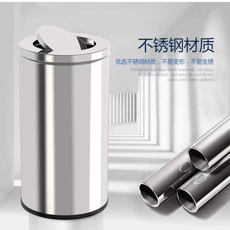 不垃锈钢圾桶包邮酒店形大堂立式翻皮盖圆座地果桶LJT012大号港式