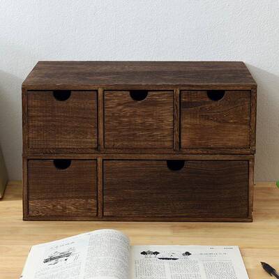 实木物办公收纳盒中式组合置架抽屉杂REM多层储物盒盒桌面物整理