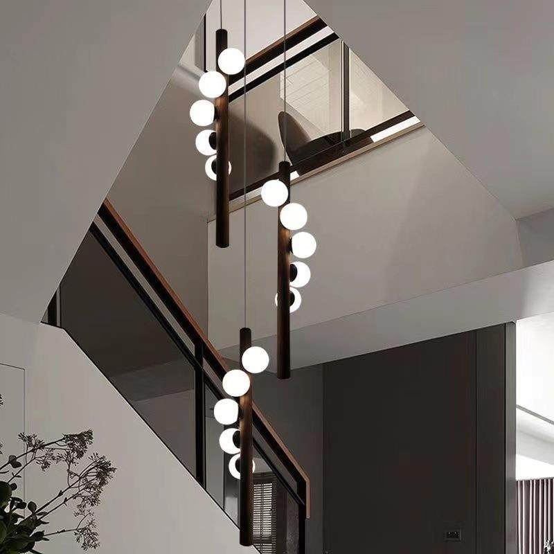 旋转楼梯吊灯样板房主卧卧室床头小吊灯书房玄关长条黑色玻璃吊灯,家装灯饰光源,智能吊灯,淘宝优惠券,粉丝福利购,淘宝优惠卷