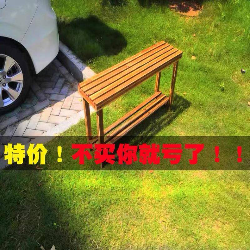 两层实木防腐花架木质双层花架子室内家用阳台户外阶梯多层花盆架图片