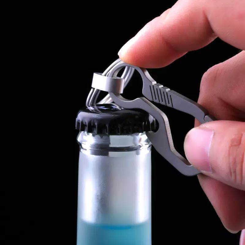 钛合金钥匙扣男女士车钥匙圈腰挂钥匙链金属挂扣锁匙扣开瓶器挂件