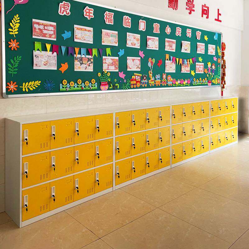 学生班级学校教室储物柜宿舍收纳柜矮柜带锁铁皮柜彩色钢制书包柜