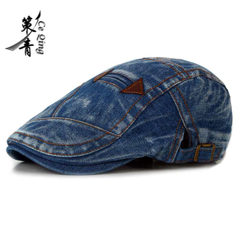 韩国版外贸出口帽子 春夏天户外男士水洗磨旧牛仔棉质鸭舌贝雷帽