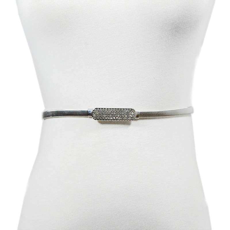 甜美日系可爱水钻镶嵌对扣金属细腰带 女士新款金属弹簧腰链