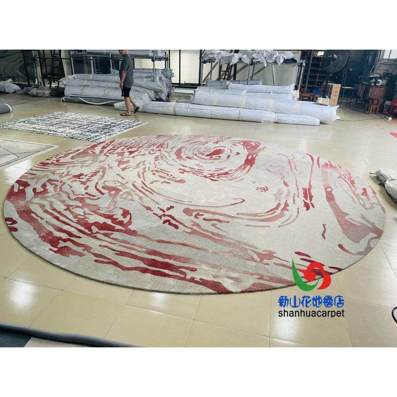 新中式抽象红色水墨画圆形客厅茶几地毯餐厅大厅接待室贵宾室地毯,居家布艺,地毯,淘宝优惠券,粉丝福利购,淘宝优惠卷