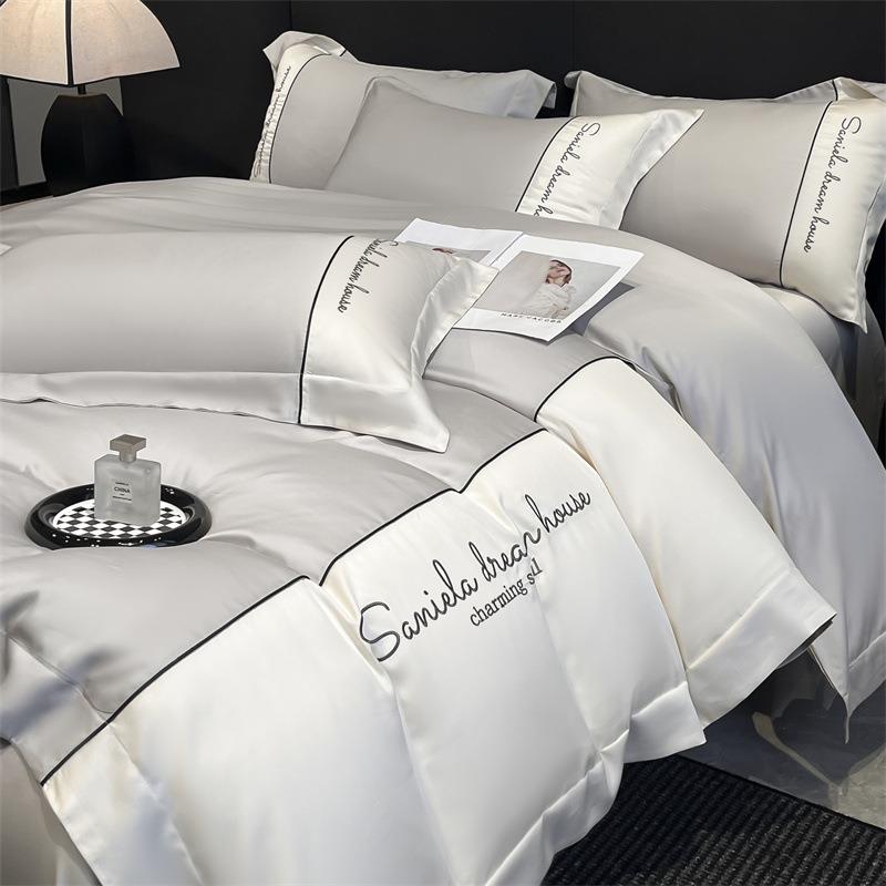 水洗冰丝刺绣床笠四件套南通家纺床上用品床单枕套被套床罩被罩