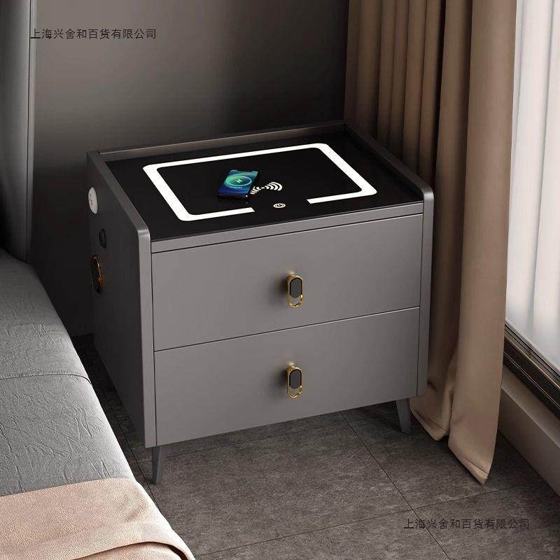 简约多功能智能实木床头柜家用卧室奶油风多功能储物床边收纳柜子,电子元器件市场,其它元器件,淘宝优惠券,粉丝福利购,淘宝优惠卷