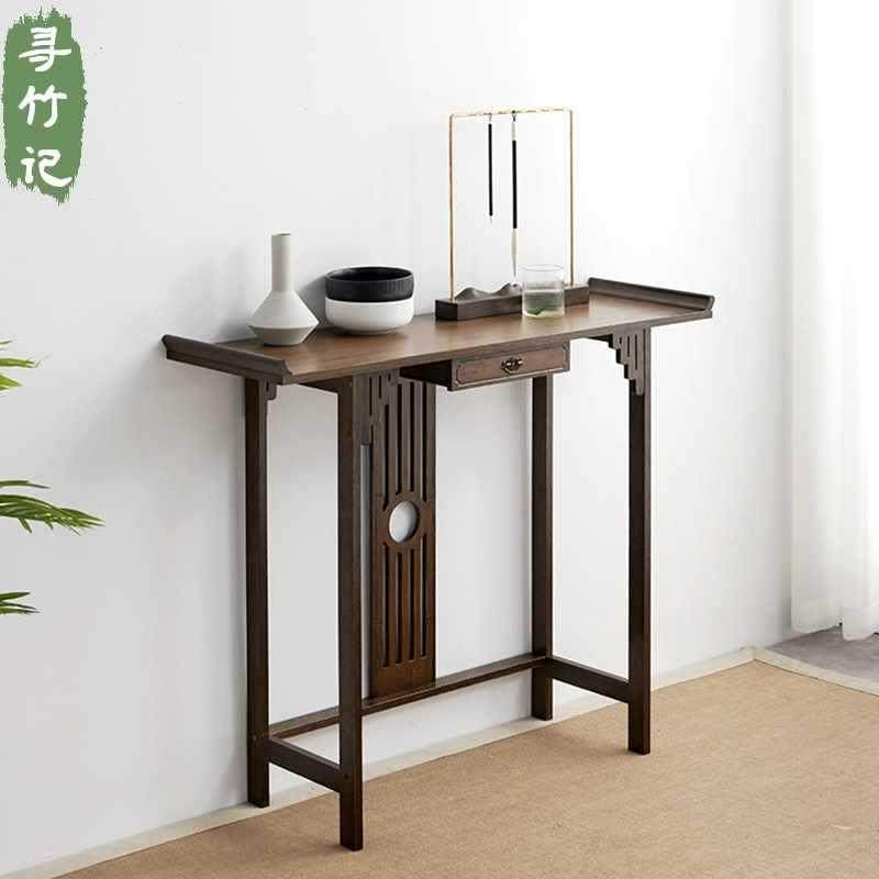 新中式玄关桌实木窄长条案现代简约靠墙玄关案台供奉桌端景台轻奢