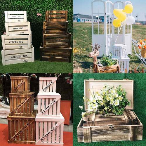 森系婚礼道具木质复古四件套摆件木盒迎宾区收纳装饰