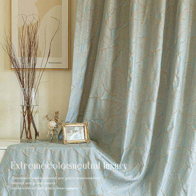 新款窗帘面料法式洛可可轻奢客厅高精密浮雕提花客厅卧室遮光布料