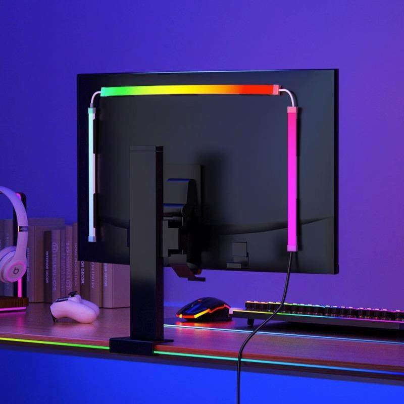 rgb电竞房间装饰桌面电脑显示器氛围灯随屏变色灯同步追光led灯带