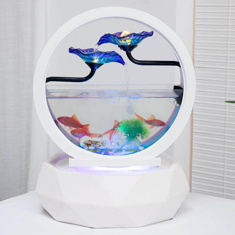 流水鱼缸摆件欧式客厅桌面创意家居喷泉流水器玄关装饰品招财送礼