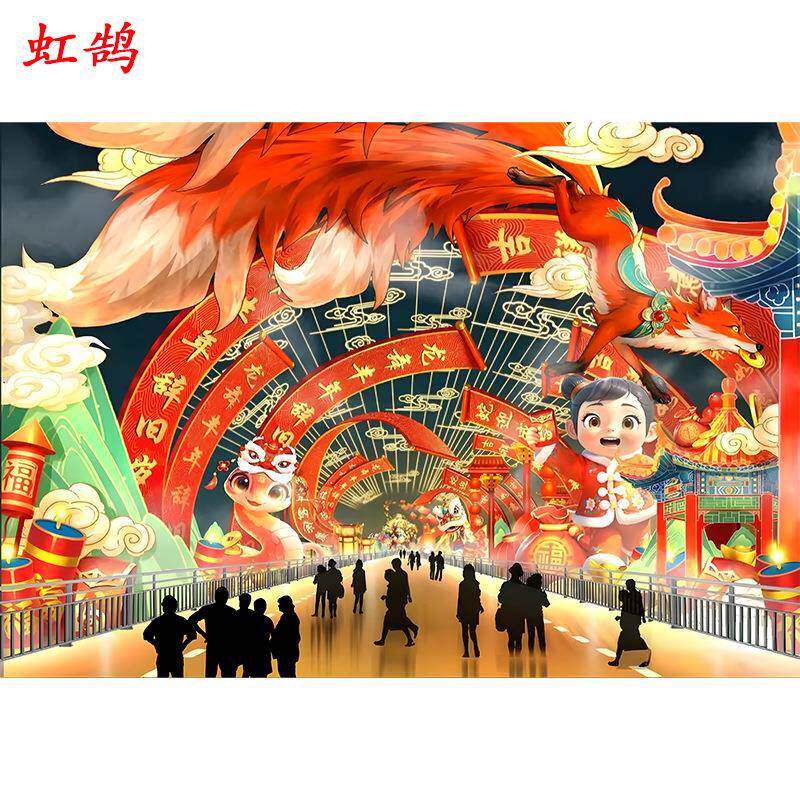 2025蛇年大型彩灯立体卡通蛇造型花灯景区不夜城自贡灯笼场地摆件