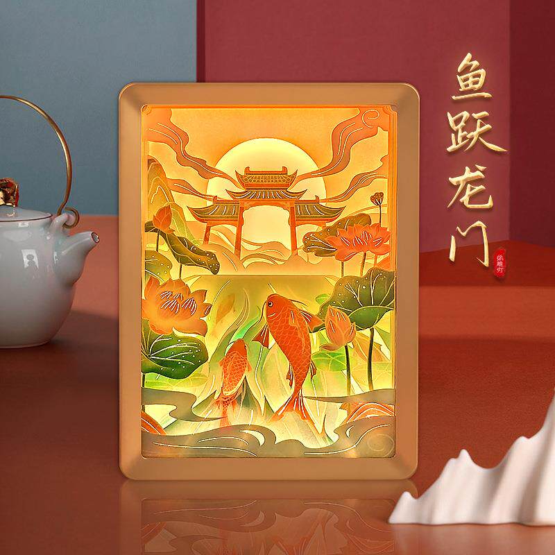 新奇特中国风礼物公司年会纪念礼品卧室摆件创意小夜灯3D纸雕灯