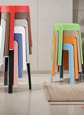 凳子家用塑料结实耐用客EYG厅厅可叠放餐巨其厚代简现约简约现代