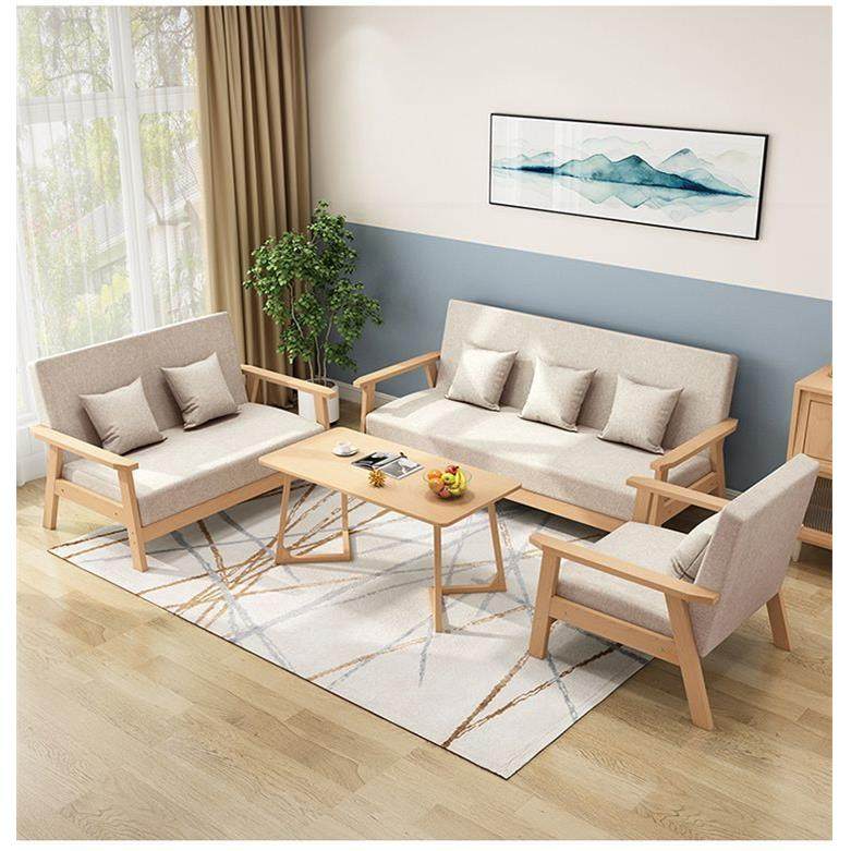 实木艺沙发厅小户型出租屋客现TDQ简代约布三人双人位办公椅