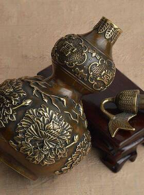 SCG德缘居铜仿古开盖富贵玉堂品摆葫芦件家居饰挂件工艺铜品送礼