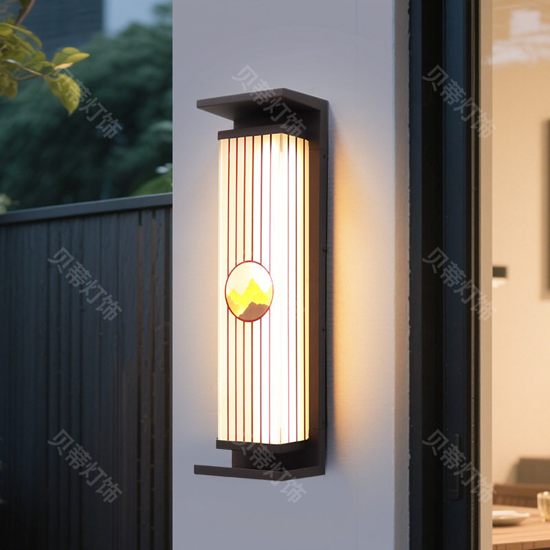 太阳能壁灯户外庭院室外大门两侧led长条灯别墅家用阳台中式墙灯