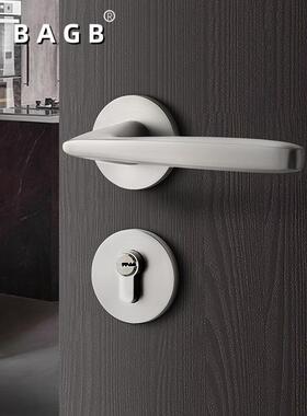 BAGB室内卧室房间木门锁静音磁吸分体现代家用门把手哑镍拉丝门锁