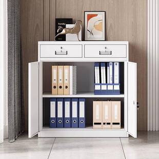 钢制文件柜办公室资料档案凭证收纳储物柜带锁二斗铁皮打印机矮柜