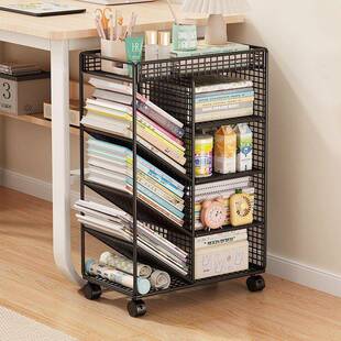 桌下置物架带轮书架可移动小推车学生教室书桌旁放书本多层收纳架