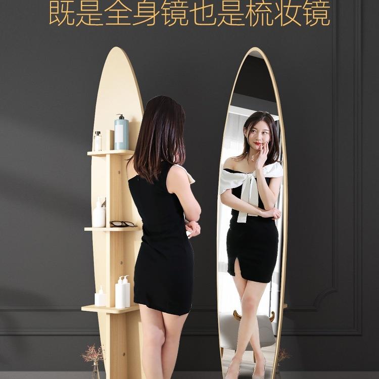 轻奢风全身穿衣镜可旋转挂衣架一体镜子家用服装店试衣移动落地镜