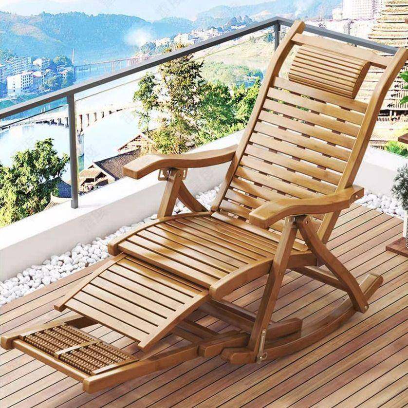 竹摇折叠凉椅懒人逍遥大人休闲午睡实木摇椅躺椅家用阳台午休老人