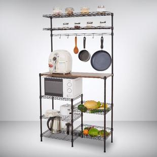 电商热推三层喷粉黑色线网层架家用微波炉架落地厨房置物架