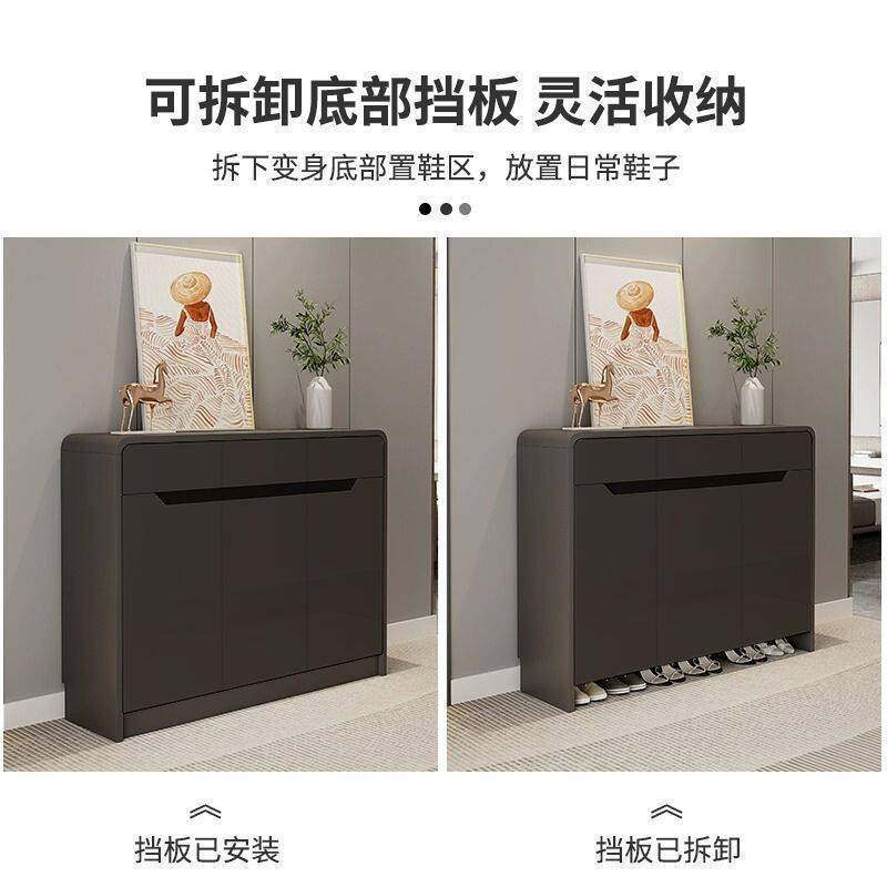 可复古风鞋柜现代简约门口玄关柜对开门加高耐用收纳柜